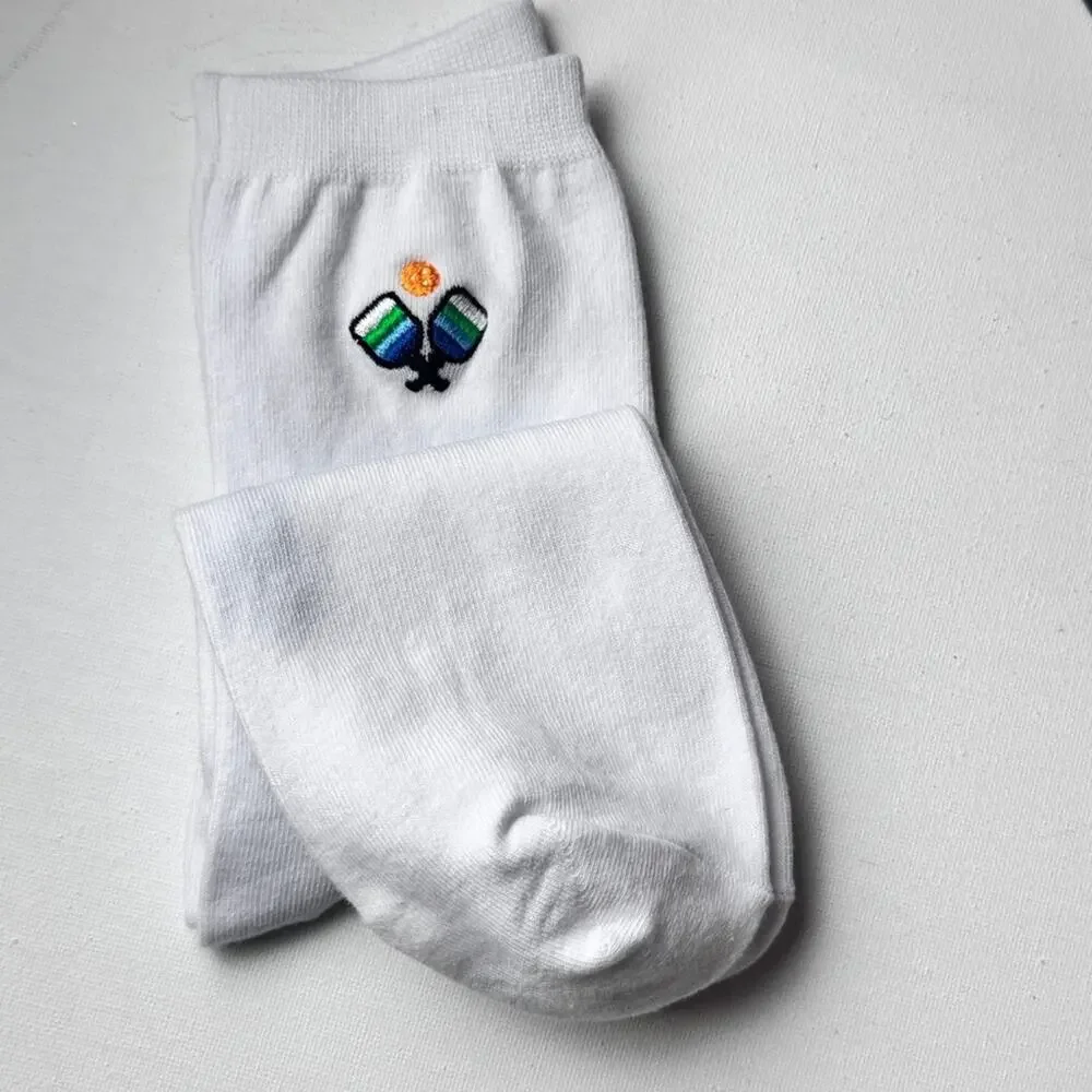 J.Crew Women's Pickleball White Graphic Crew Style Socks  NWT